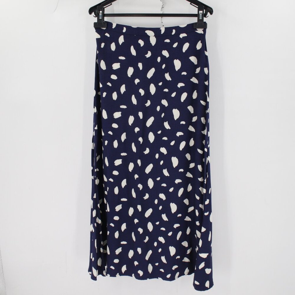 Reformation bea midi skirt Women's 6 Splatter A-Line back zip viscose rayon blue